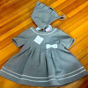 Beautiful TAHARI baby girl dress with bonnet.